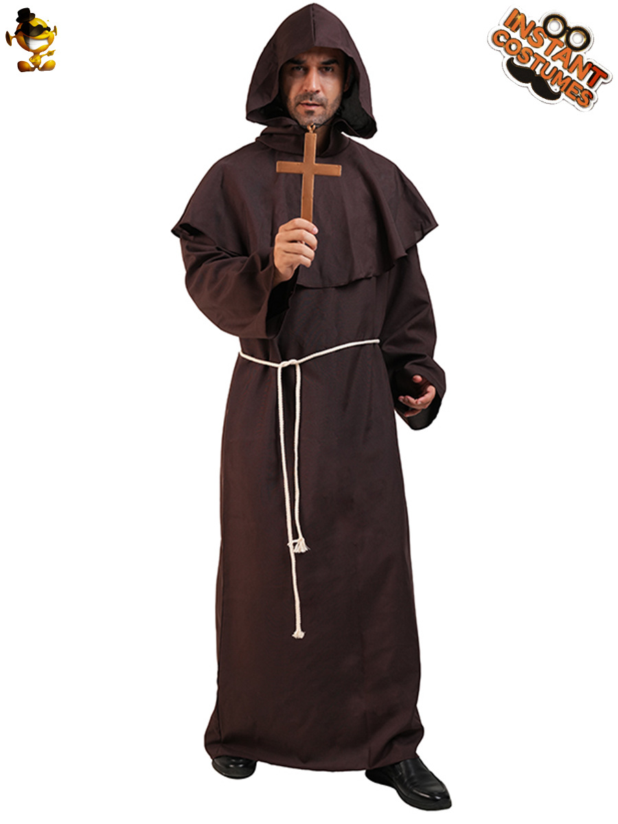 Halloween ropa cos para adultos bata medieval monje traje