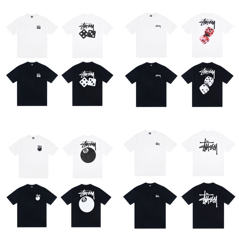 Cross-Border High-End Stussy In-Stock Inventory Logo Letter Print Double Yarn Pure Cotton Loose Round Neck Short-Sleeve T-Shirt Cross-Border High-End Stussy In-Stock Inventory Logo Letter Print Double Yarn Pure Cotton Loose Round Neck Short-Sleeve T-Shirt