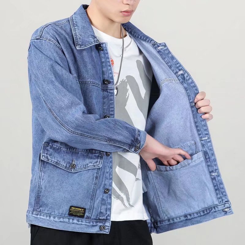 2025 New Casual Loose Denim Jacket Men's Trendy Brand Workwear High-End Hong Kong Style Versatile Summer Thin Jacket