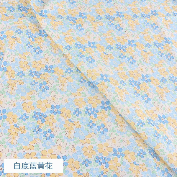 Blue and yellow flowers on white background