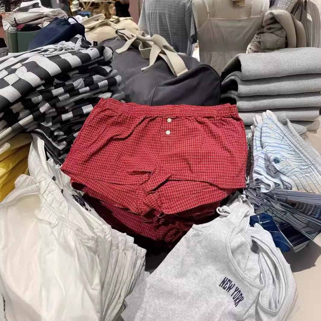 BM Style American Style Red Plaid Shorts Casual Pants Home Pants Women's Bm Spice Girls Slim-fit Waist Sports Pants Hot Pants