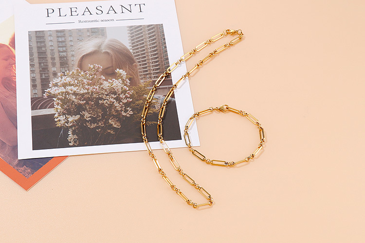 design sense fashion titanium steel bracelet necklace set wholesale nihaojewelry