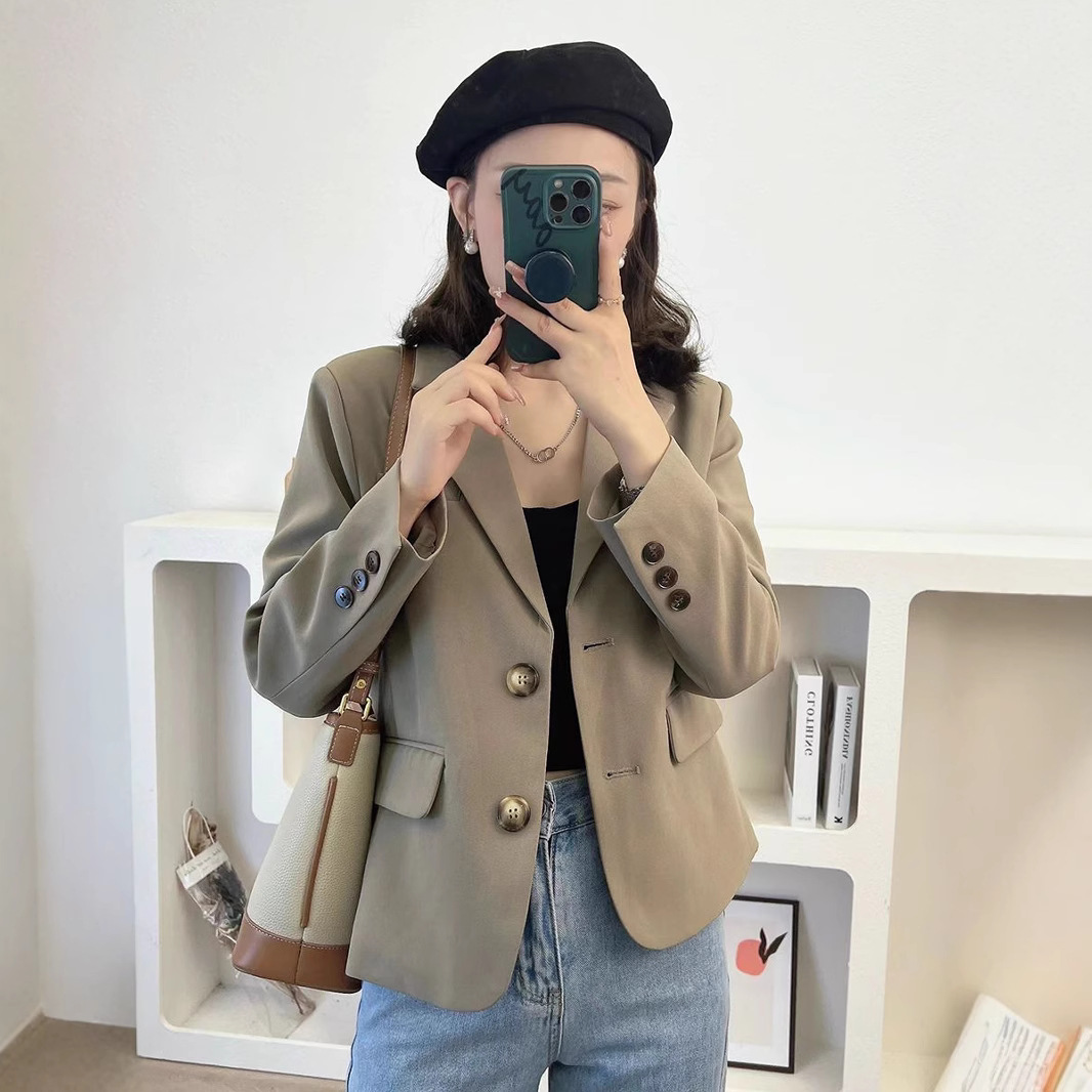 Black Short Suit Jacket Women's 2025 Spring and Autumn New Women's Top High Texture Dress Small Suit