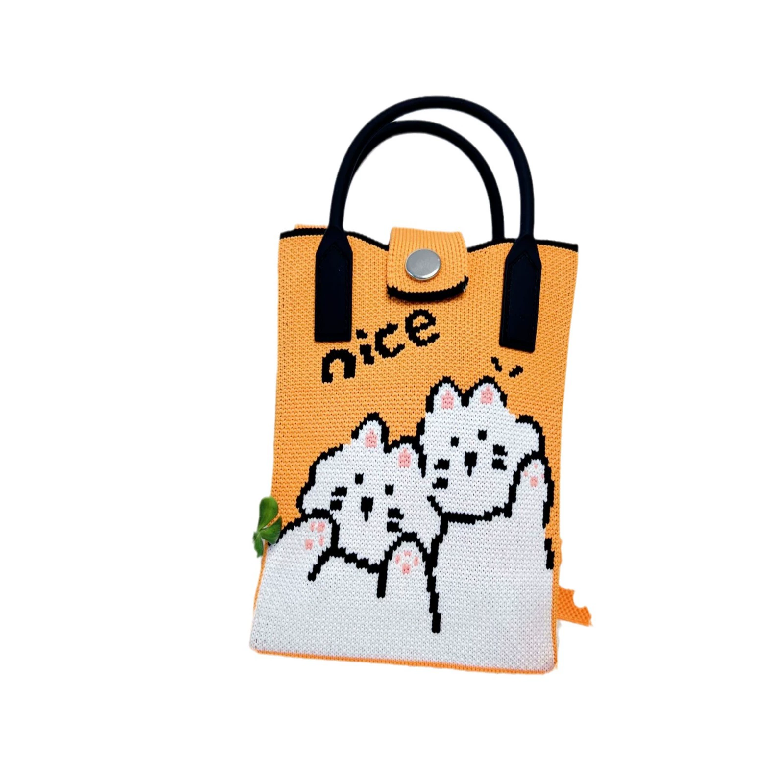 One-shoulder bag, wallet, knitted cute universal cartoon shoulder bag, Korean style