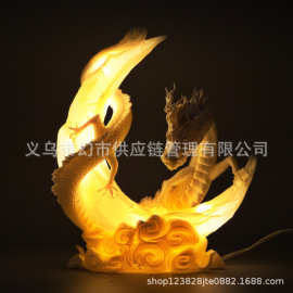 跨境龙绕弯月氛围灯 月龙桌面装饰灯