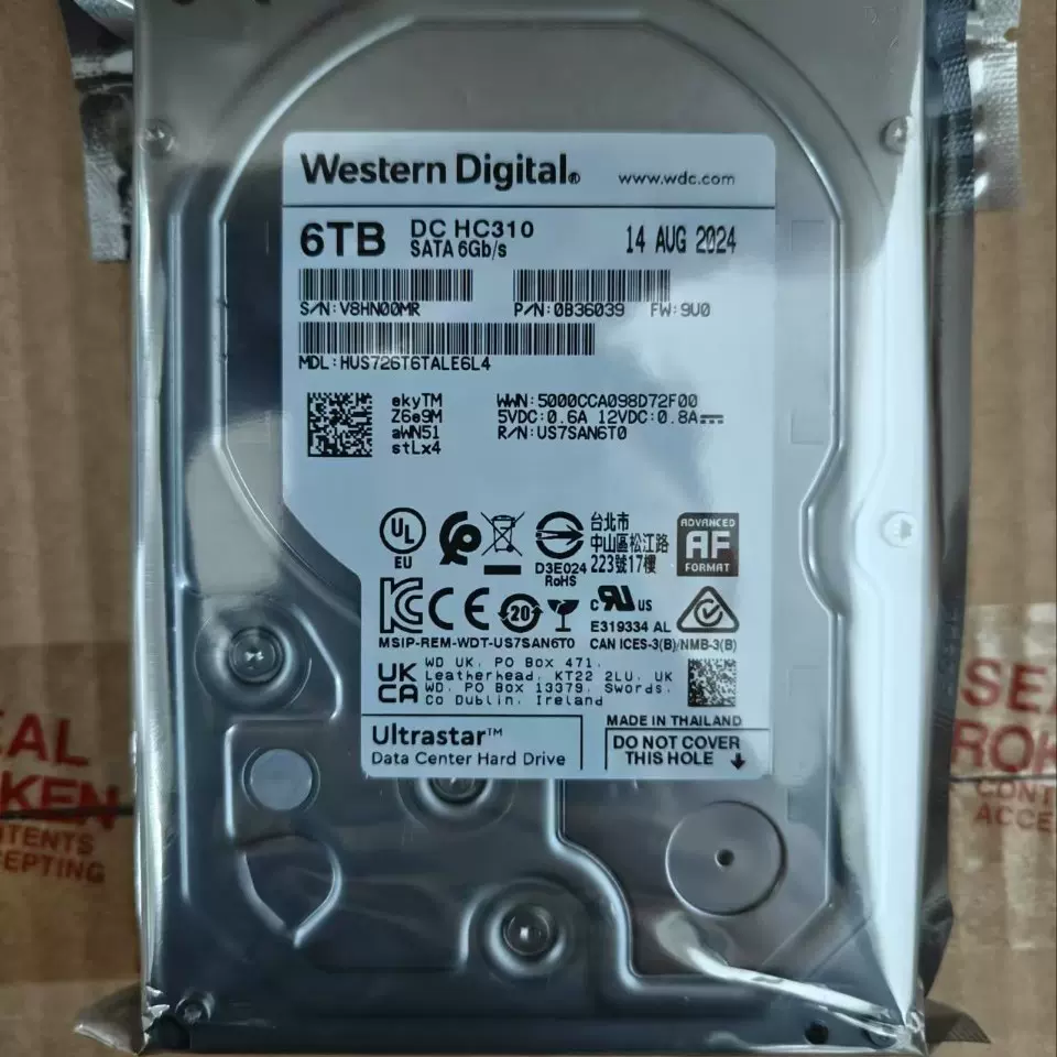 WD6T机械硬盘UltraStar系列SATA接口西数黑盘服务器企业级硬盘