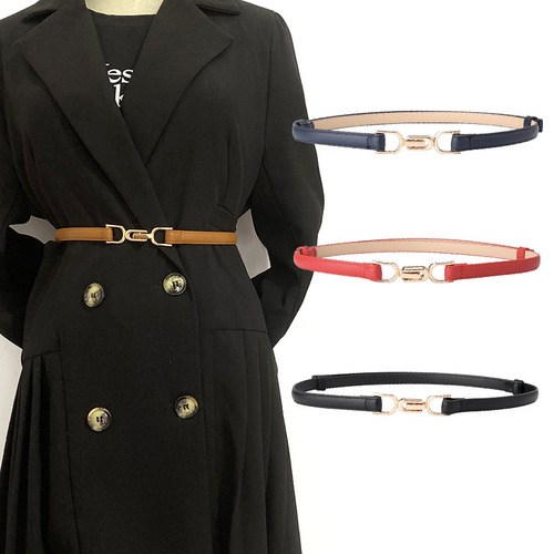 Cool belt for women with buckle, adjustable thin belt, Korean style fashionable simple dress decoration small belt factory wholesale
