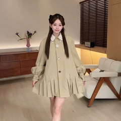 DD【循环热恋】抖音气质连衣裙2025秋季新款卡其裙摆短裙子气质潮