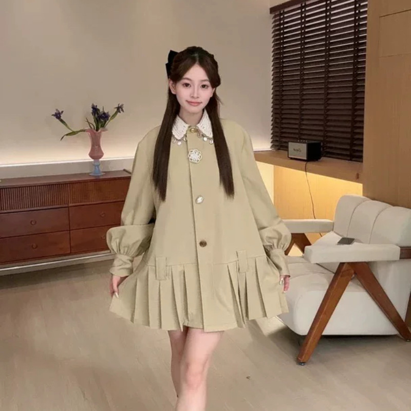 DD【循环热恋】抖音气质连衣裙2025秋季新款卡其裙摆短裙子气质潮|undefined
