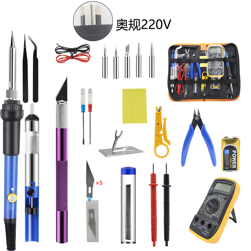 온도 조절 납땜 인두 멀티미터 도구 키트(호주 표준 220V)