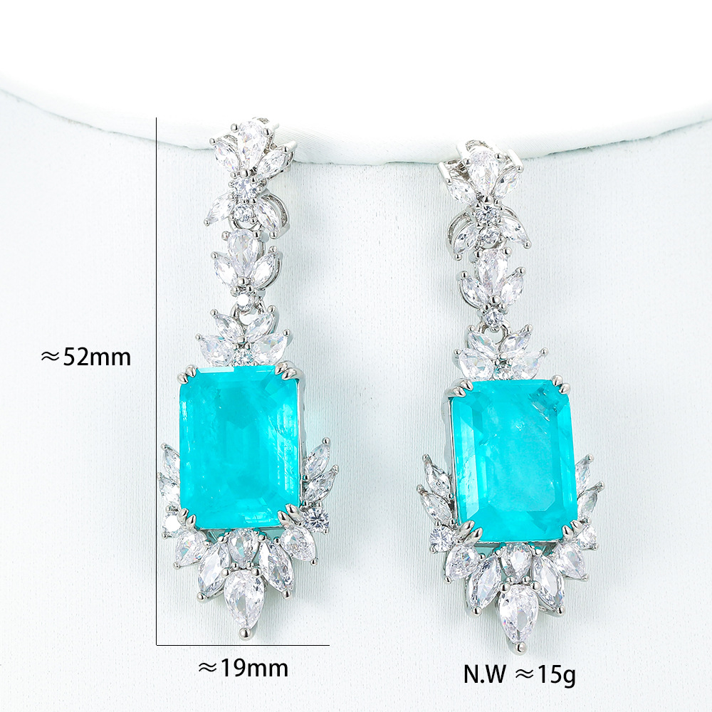 Square Pattern Women'S Gender 1 Pair Elegant Square Copper Inlay Zircon Drop Earrings