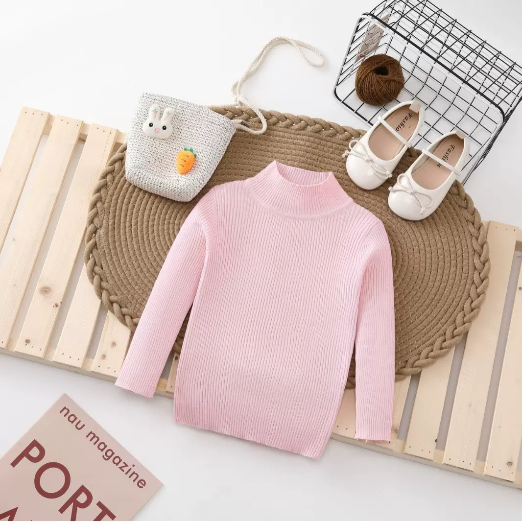 冬季新款童装纯色百搭儿童打底衫毛衣秋冬纯色针织男童高领毛衫