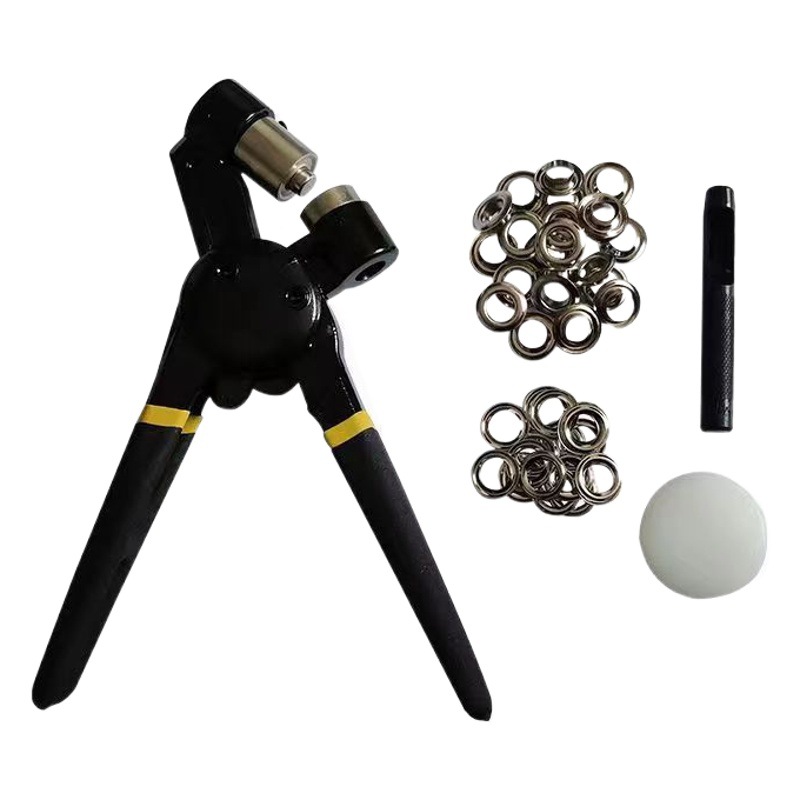 Nuevo portátil de mano de ahorro de mano de perforación hebilla Ojo de aire alicates al por mayor de tela impermeable de tela de cuero ojal alicates traje