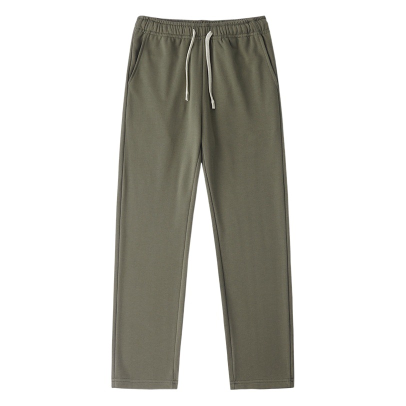 340g heavy knitted Terry sports casual solid color straight pants loose sweatpants elastic waist drawstring trousers