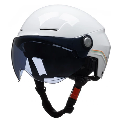 half helmet 3C certified battery – Motosiklet kaskı (dəbilqə) - white-with-short-black-tea