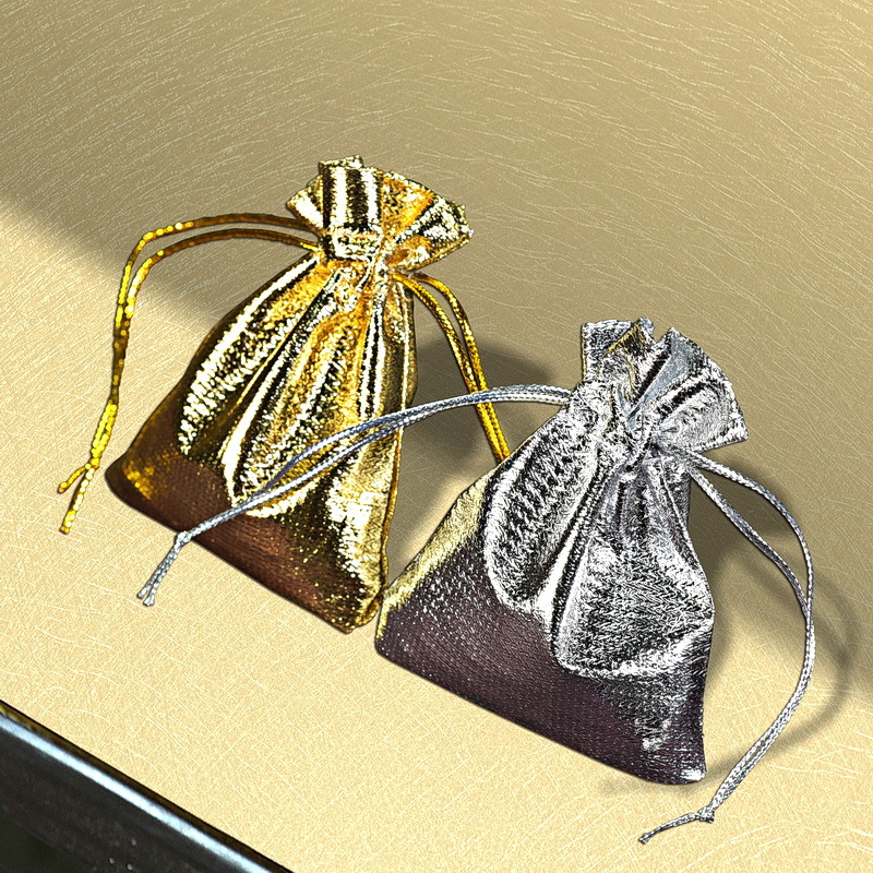 7*9迷你束口抽绳小袋子礼品包装袋金银袋首饰袋金色银色布袋定做|ms