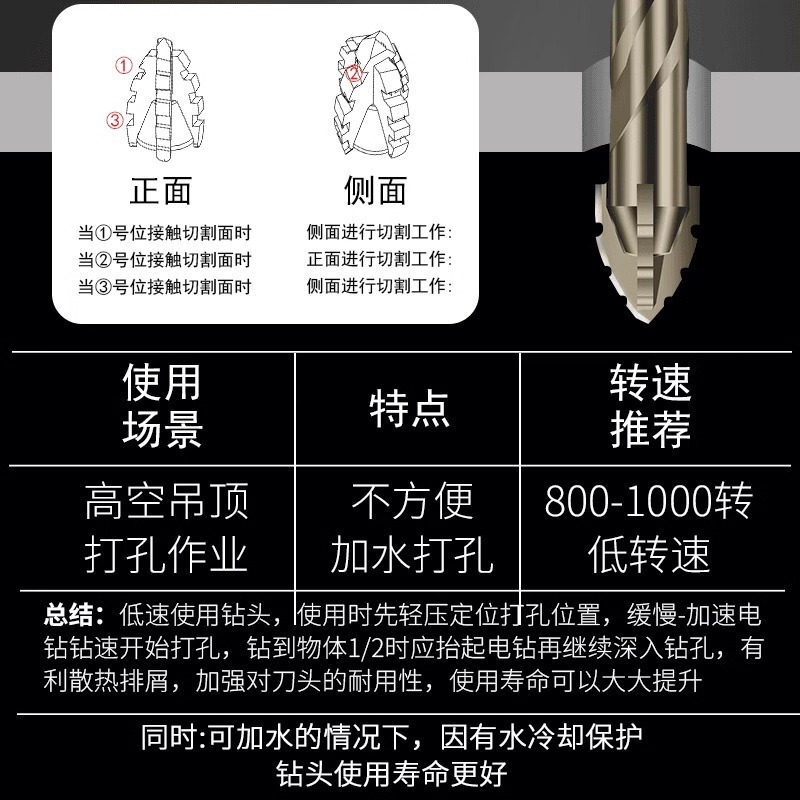 四刃锯齿偏心钻头瓷砖打孔混凝土玻璃专用电钻转头超高硬度干打钻|undefined