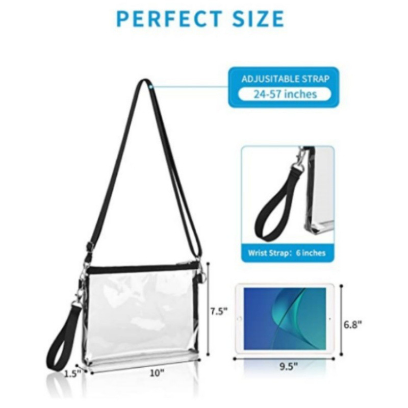 Bolsa de mano transparente en stock Bolsa de mano transparente para viajar Bolsa de mano transparente para trabajar deportes de concierto