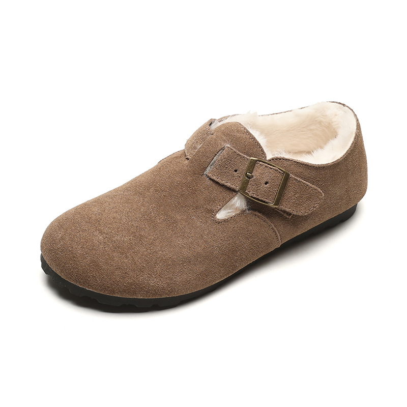 Versión de cuero de vaca ~ Bocken zapatos para mujeres 2025 nuevo aumento de altura un pedale de suela gruesa para usar zapatos de primavera y otoño medio calentamiento zapatillas