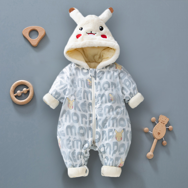 Bebé masculino y femenino engrosado ropa de salida con forro polar acolchado cálido abrigo de otoño e invierno bebé recién nacido mono de invierno con ropa