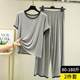 Modal Pajamas suit Women's Summer Loose Short-sleeved T-shirt Outer Wear Casual Trousers plus size Home Clothes Two-piece Set