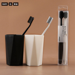 Couple's Toothbrush Set of 2, Thai Spiral Hair Toothbrush, Black and White Wide Head Adult Soft Hair Toothbrush, Factory Wholesale