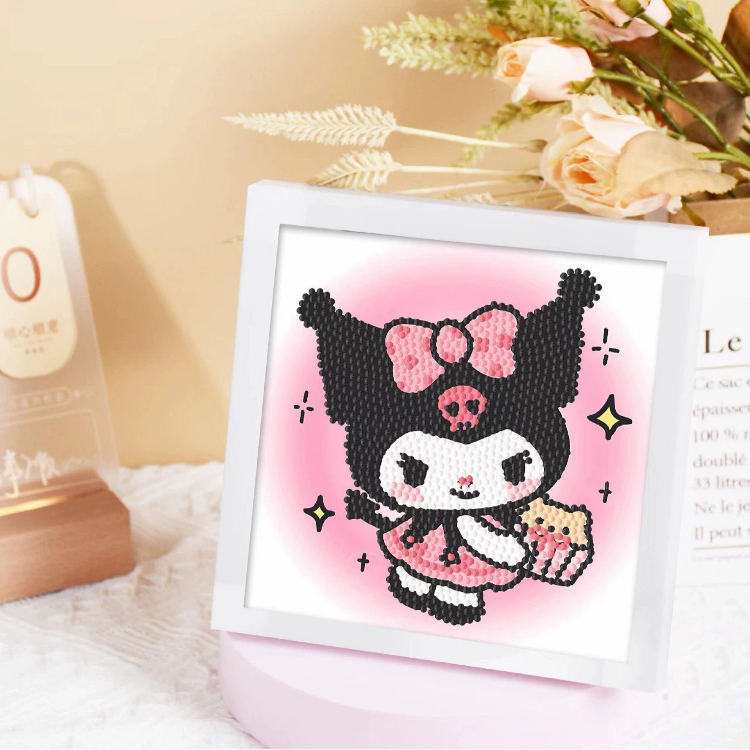 Кристальная вышивка DIY (Kuromi & KT Cat) 17×17 см фоторамка, набор наклеек в стиле мультфильма с полным заполнением