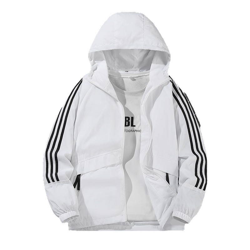 Transfronterizo americano de tres barras chaqueta de primavera y otoño chaqueta delgada chaqueta de hombre con capuz al aire libre image 6