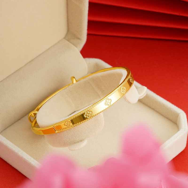 Pulsera de trébol de oro de Vietnam pulsera de bambú de aleación de cobre sin desvanecimiento de larga duración para mujer pulsera de oro de imitación joyería