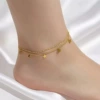 【B5066】Double-layered five-pointed star anklet gold