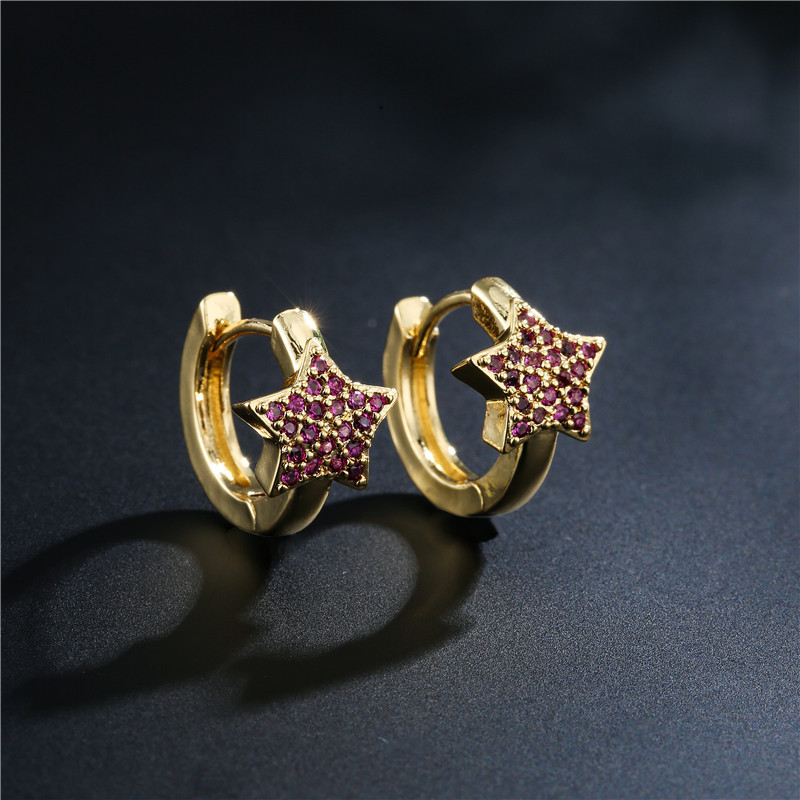 Fashion Copper Micro-inlaid Five-pointed Star Earrings display picture 8