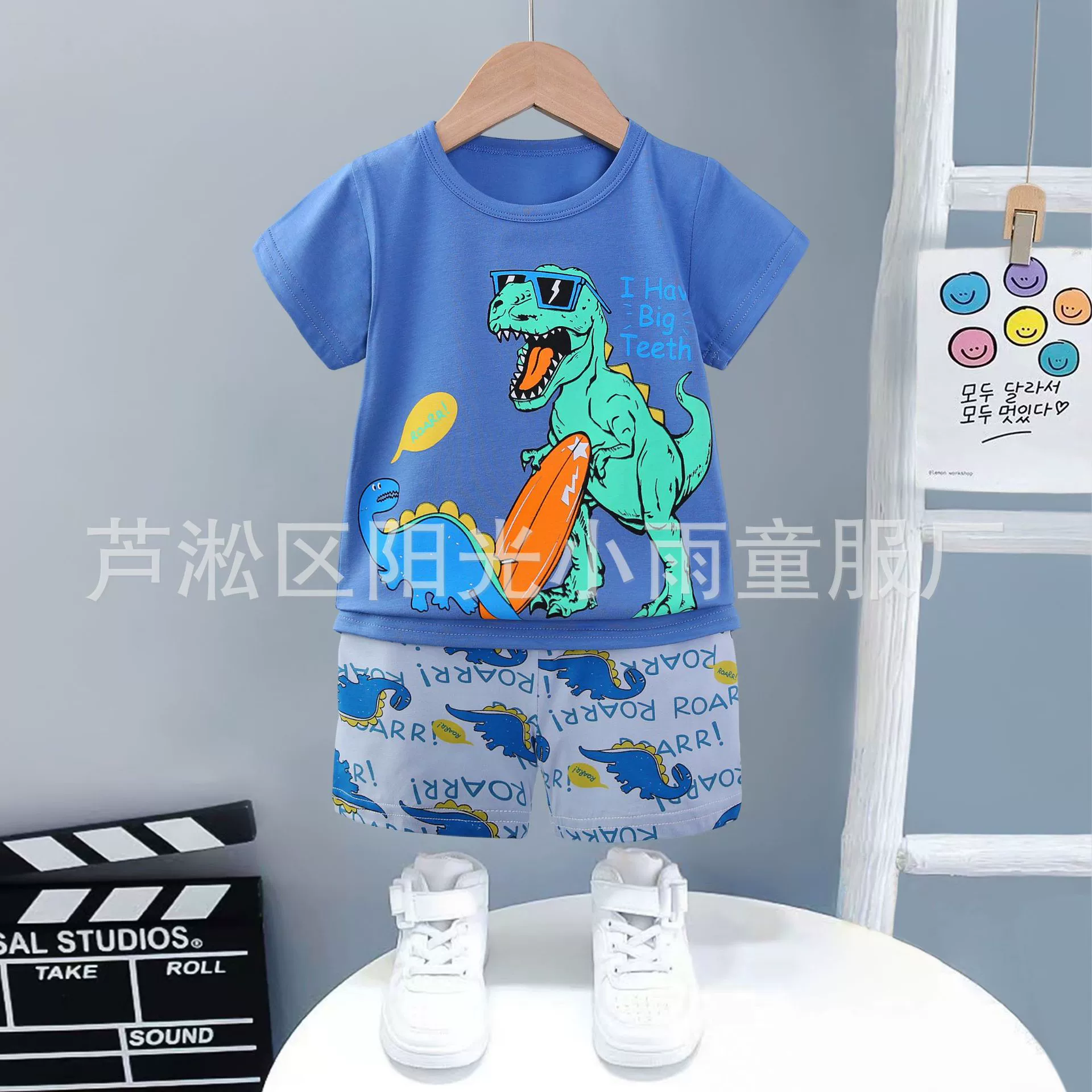 pyjamas2025 трансграничные детские костюмы малого и среднего размера в корейском стиле с короткими рукавами и шортами, пижамы с героями мультфильмов, производители домашней одежды, оптовая продажа