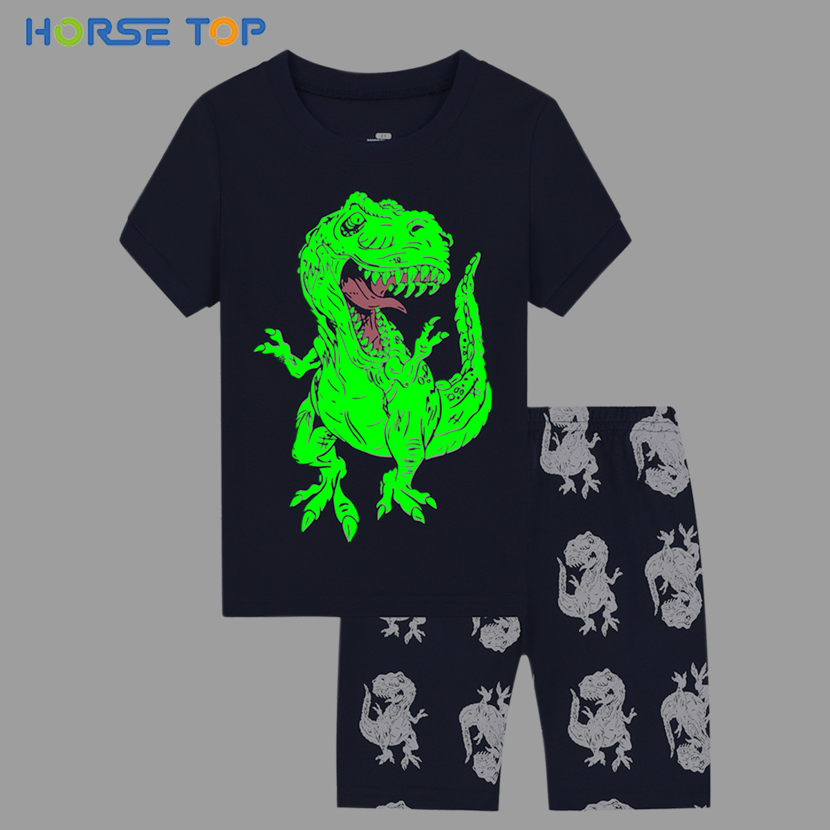 in stock boys and girls short sleeve shorts luminous home clothing children pajamas suit cross-border factory