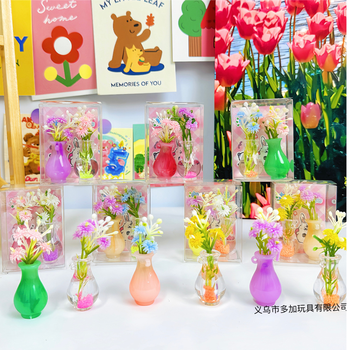 B bajo el bosque, color sólido, ramo transparente, decoración en miniatura, flor luminosa, botella de vidrio, pequeña decoración creativa fresca