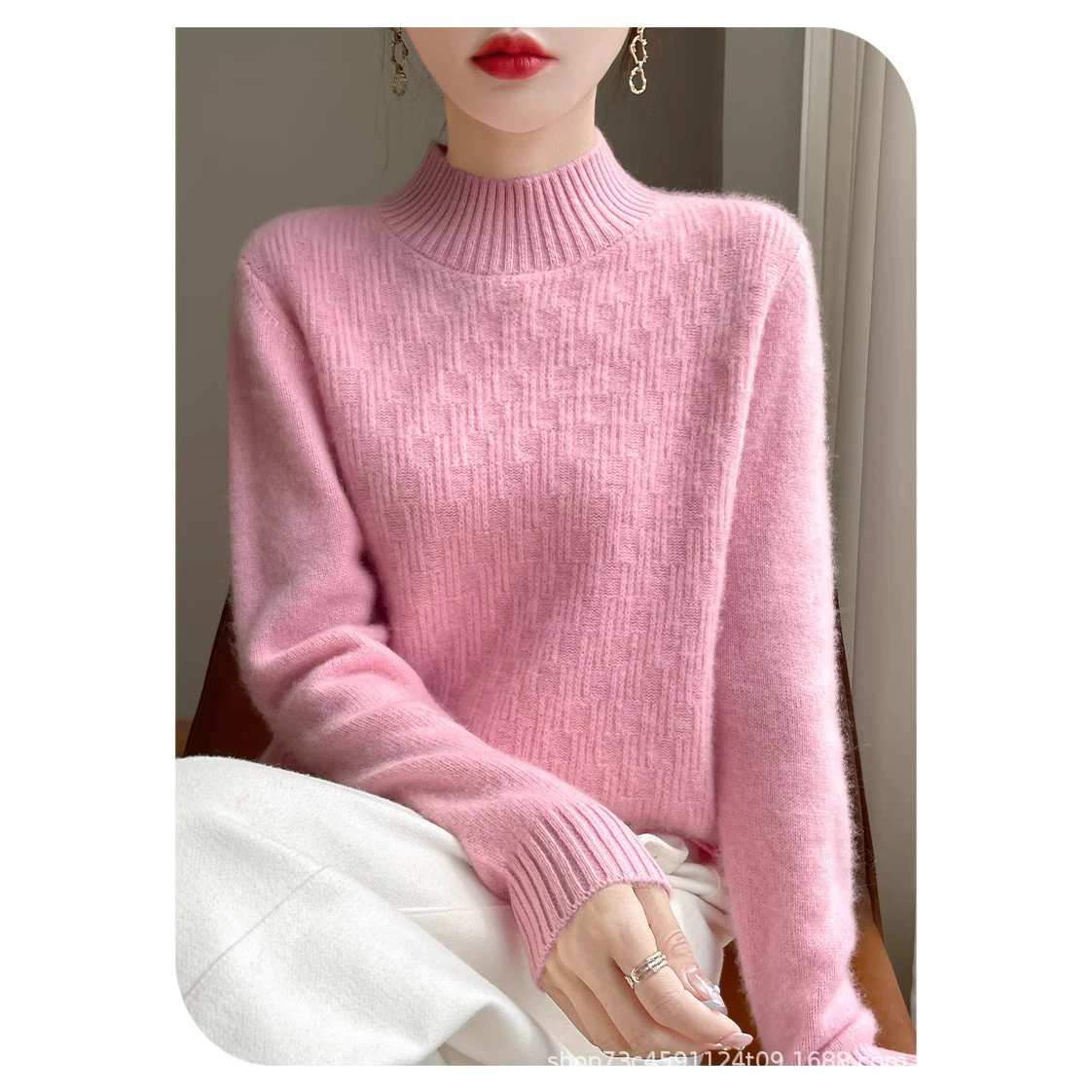 Ниша светло-роскошная женская шерстяная вязаная рубашка на дно 2024 Новый свитер осень-зима