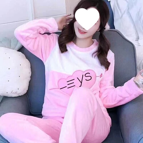 Winter Flannel Pajamas for Women, Thick Autumn Long-Sleeve Coral Fleece Hooded Student Pajama Set, Warm Home Clothes