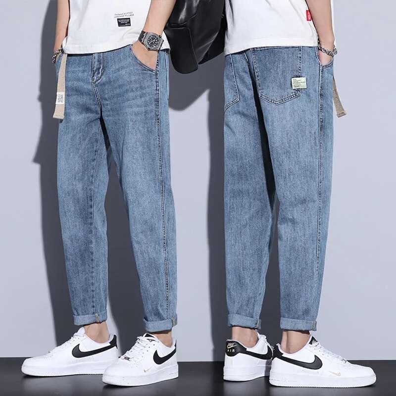 2025 New Fashion Brand Loose Straight Stretch Casual Tapered Long Pants Men's Retro Jeans Men's Spring and Autumn