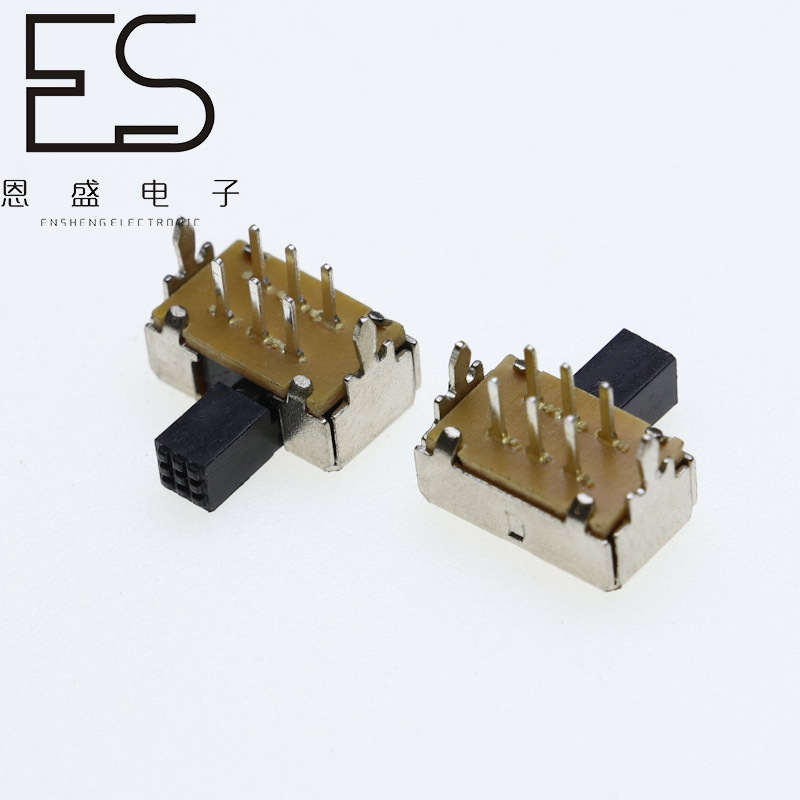 厂家直销SK-22D07 卧式 双排2档6脚侧拨拨动开关滑动开关环保贴片