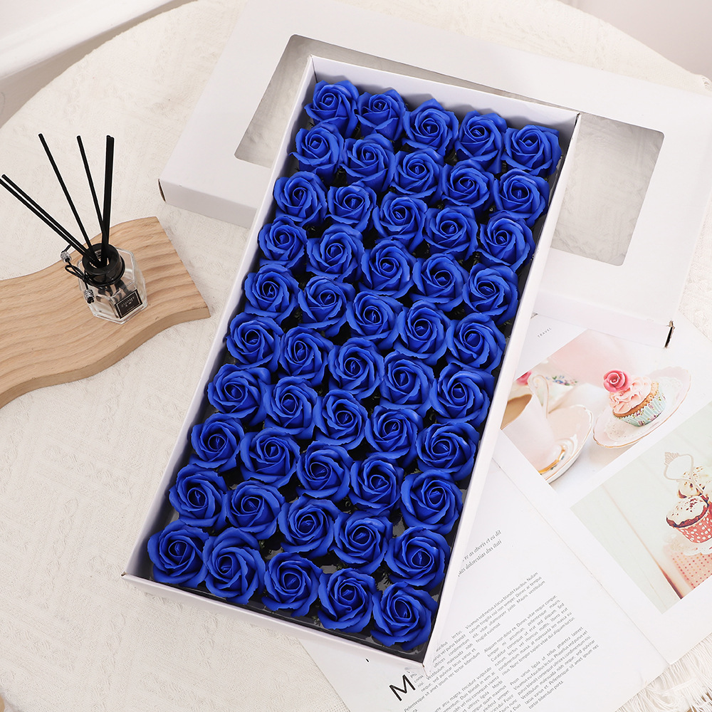 Nuevo 520 Día de San Valentín tres capas rosa flor eterna cabeza colorida jabón flor caja de regalo ramo flor tienda suministros al por mayor