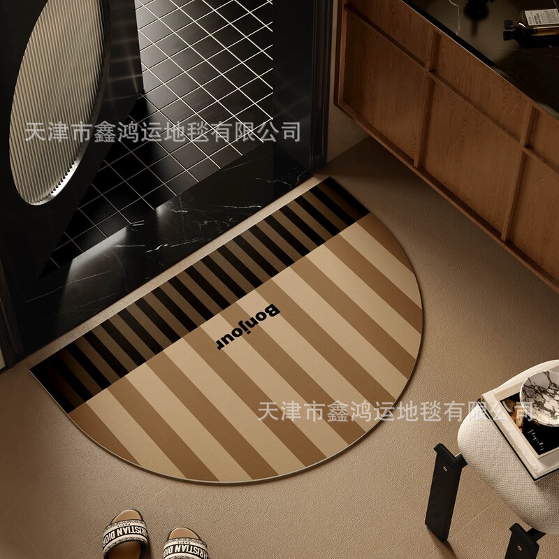 Coco Law Antique Bathroom Floor Mat Non-Slip Absorbent Nappa Leather Mat Light Luxury Quick-Drying Doormat for Bathroom Entrance
