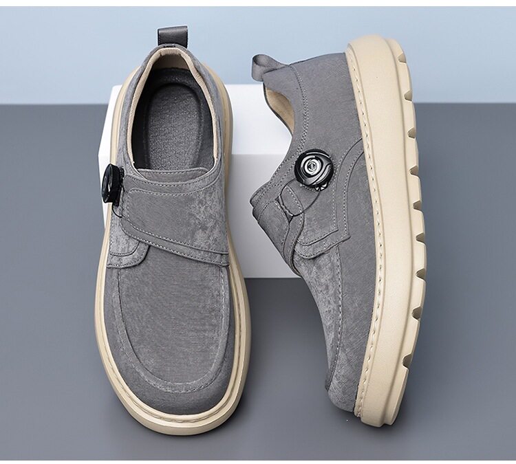 Giày thể thao nam sneaker lưới thoáng khí khóa xoay đế dày — Màu kaki, màu xám, màu đen chi tiết 13