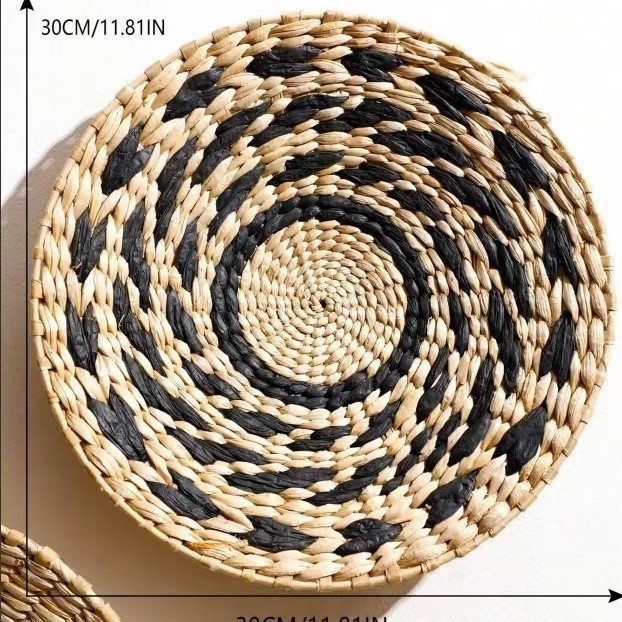 Amazon nuevo tejido de paja artesanal pared bohemia combinación de pared casa vivienda decoración de pared en stock