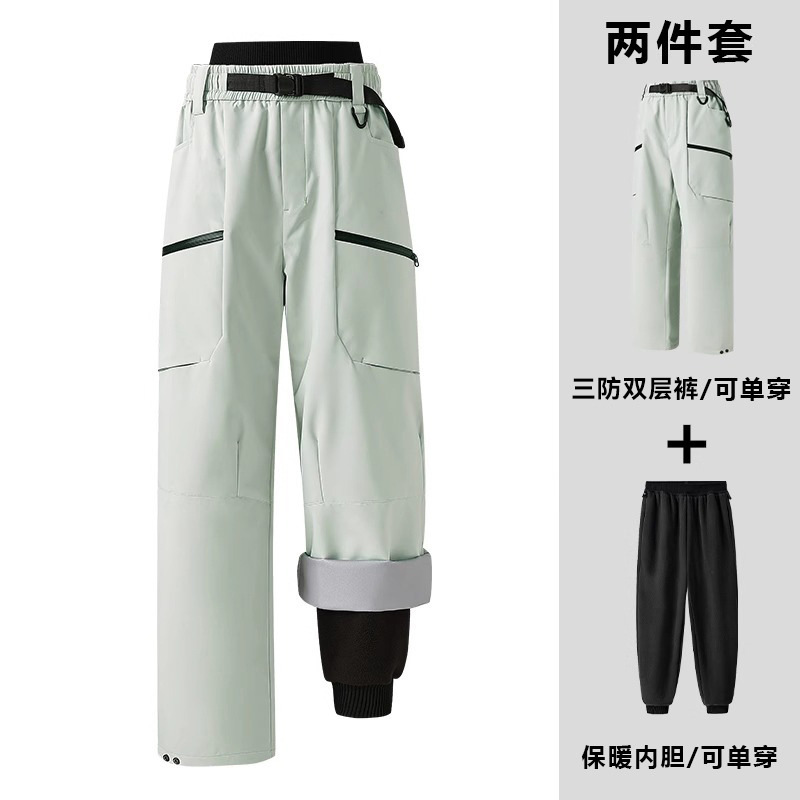 アウトドア3in1テフロン加工ジャケットパンツ 男女兼用 ソフトシェルパンツ 防風防水保温 3WAYスキーパンツ ワークパンツ|undefined