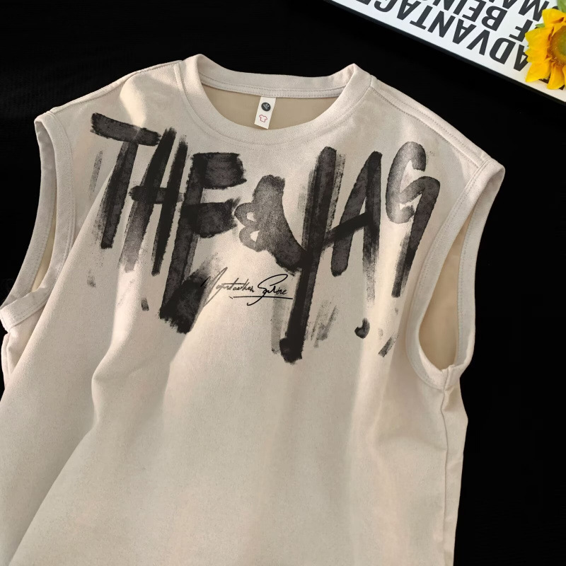 American Style Sleeveless T-Shirt Vest Boys Fitness vintage Sweatshirt Heavy Suede High-grade Loose Waistcoat American Style Sleeveless T-Shirt Vest Boys Fitness vintage Sweatshirt Heavy Suede High-grade Loose Waistcoat