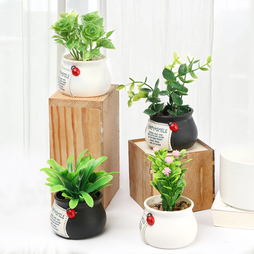 Creative simulation green plant potted flower plant auspicious fruit potted car central control bonsai mini flower pot ornaments