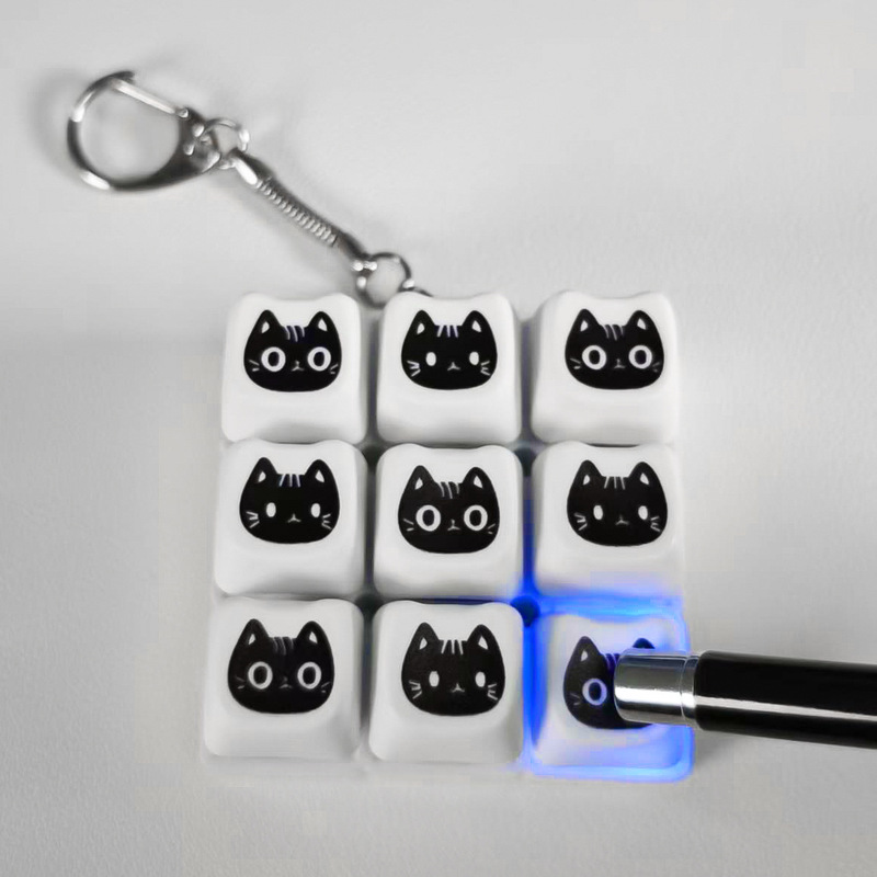 In-Stock Stress-Relief Luo Xiaohei Keychain 4-Key 9-Key Mechanical Keyboard Customized Mao Keycaps Rgb Lighting