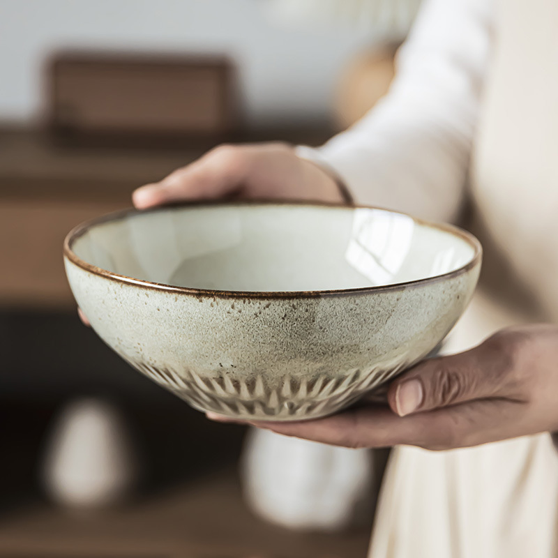 horno japonés esmaltado cuenco de cerámica cuenco de ensalada de frutas cuenco abierto cuenco de mesa retro al por mayor cuenco de fideos cuenco