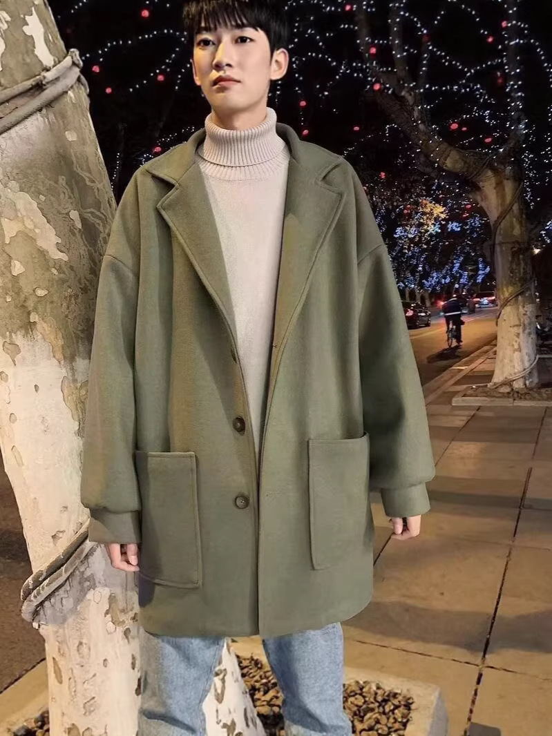 Nuevo abrigo de lana transfronterizo tendencia de primavera de hombre guapo abrigo de moda de primavera ocio tendencia de abrigo de otoño