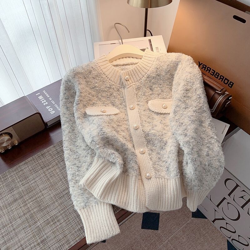 Chanel-style knitted cardigan jacket for women, spring and autumn 2026 new short style for petite women, Ankele top for autumn and winter