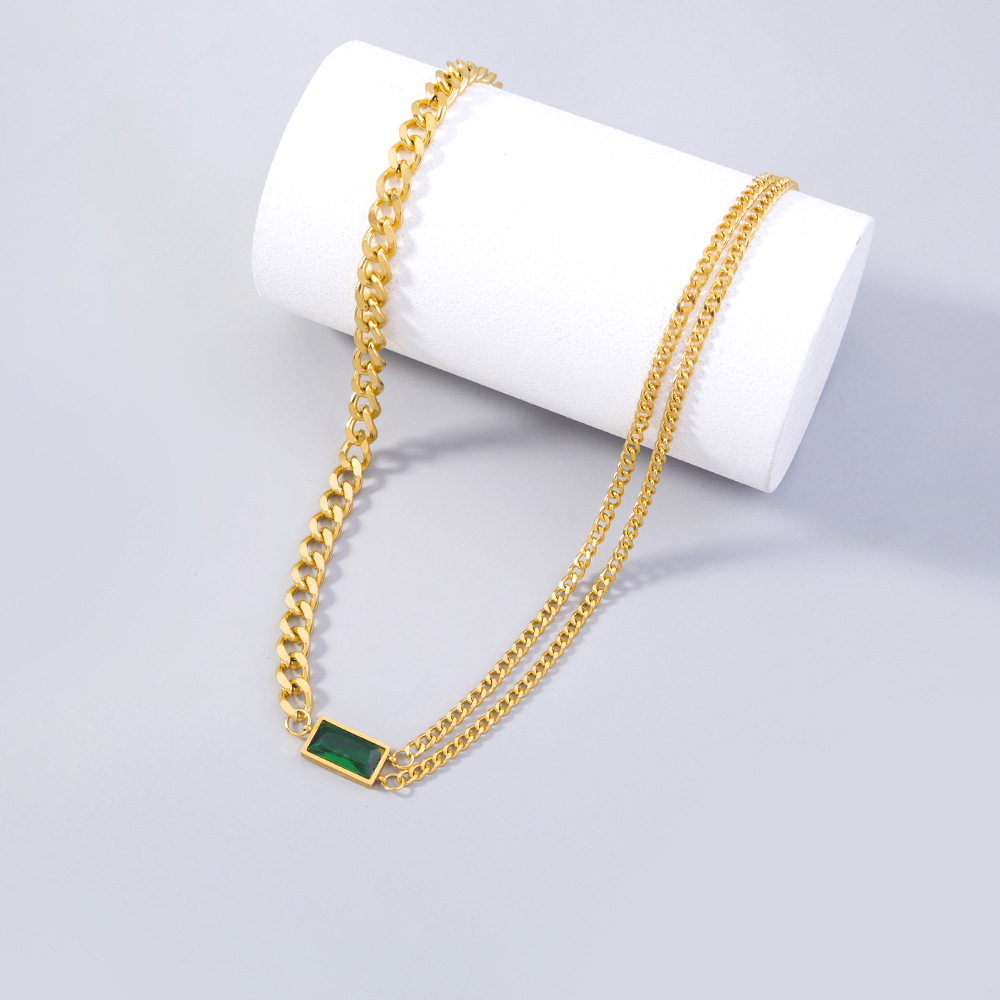 Wholesale Jewelry Gold Plated Stainless Steel Emerald Necklace Nihaojewelry display picture 6